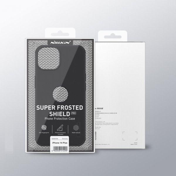 Nillkin iPhone 15 -kuori Super Frosted Shield Pro Logo Hole musta