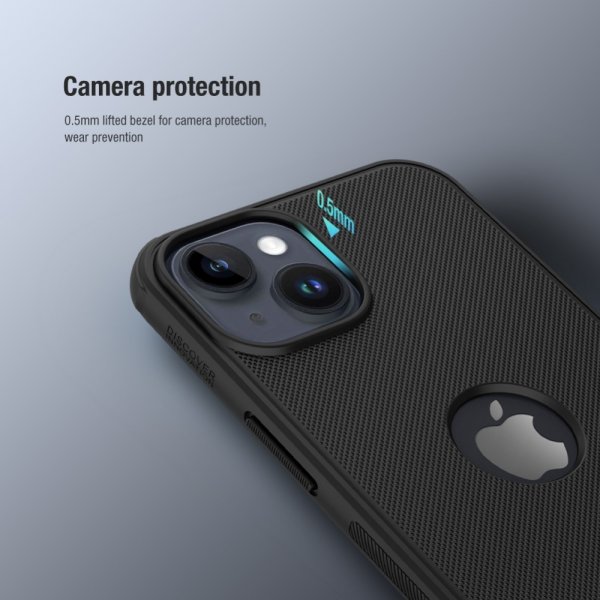 Nillkin iPhone 15 -kuori Super Frosted Shield Pro Logo Hole musta
