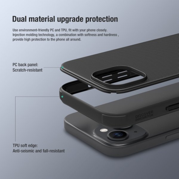 Nillkin iPhone 15 -suojakuori Super Frosted Shield Pro, punainen