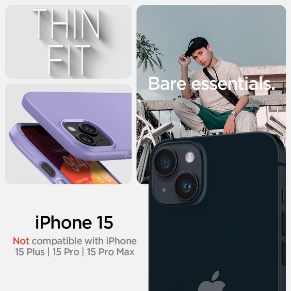 Spigen iPhone 15 Thin Fit -suojakuori, Iris Purple
