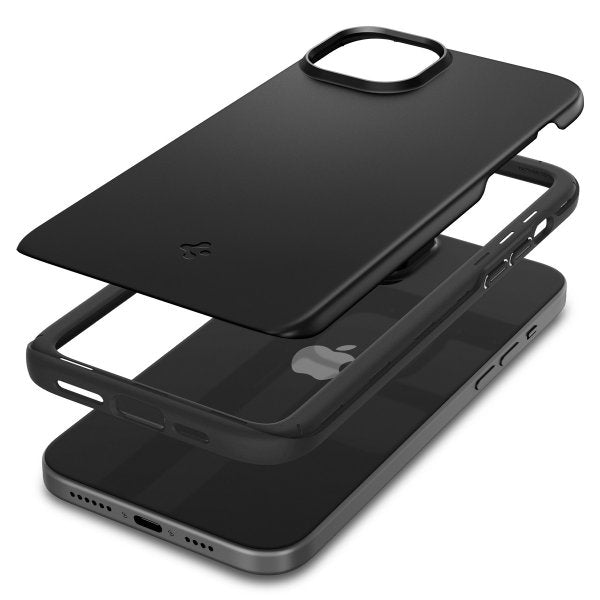 Spigen iPhone 15 Thin Fit -kuori, musta