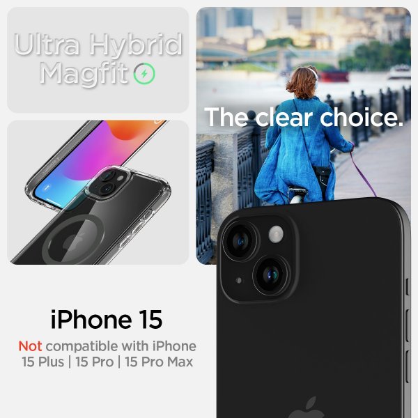 Spigen iPhone 15 -suojakuori, Ultra Hybrid MagFit, Graphite