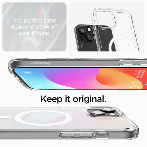 Spigen iPhone 15 -suojakuori Ultra Hybrid MagFit, valkoinen