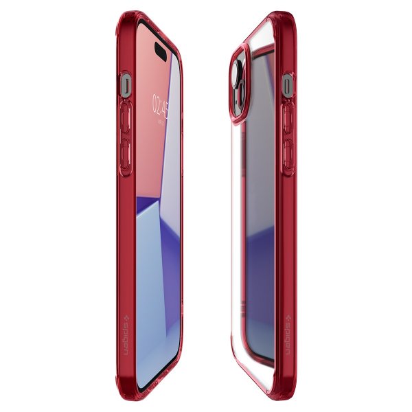 Spigen iPhone 15 -kuori, Ultra Hybrid, Red Crystal