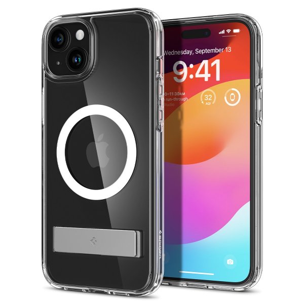 Spigen iPhone 15 -kuori Ultra Hybrid S MagFit Crystal Clear
