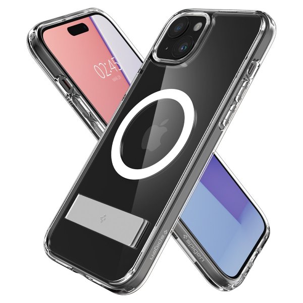 Spigen iPhone 15 -kuori Ultra Hybrid S MagFit Crystal Clear