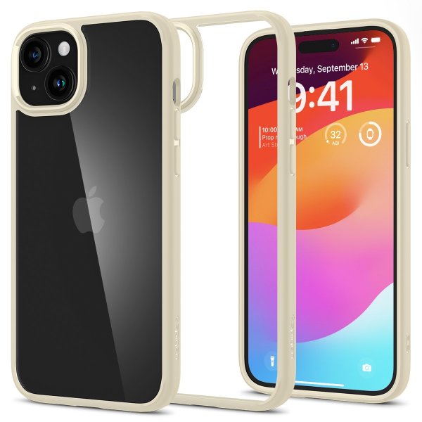 Spigen iPhone 15 -kuori, Ultra Hybrid, Mute Beige