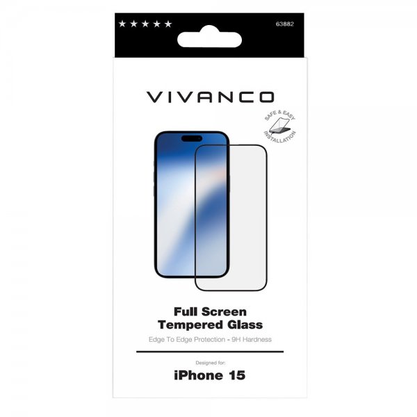 Vivanco iPhone 15 Näytönsuoja koko näytölle