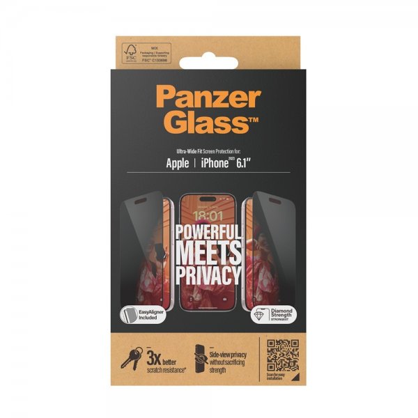PanzerGlass iPhone 15 Näytönsuoja Ultra-Wide Fit Privacy EasyAligner