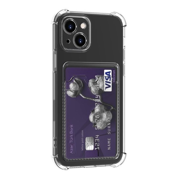iPhone 15 Kuori Korttiteline Iskunkestävä Läpinäkyvä