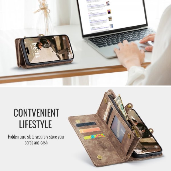 CaseMe iPhone 16 Suojakotelo 008 Series Irrotettava Kuori Ruskea