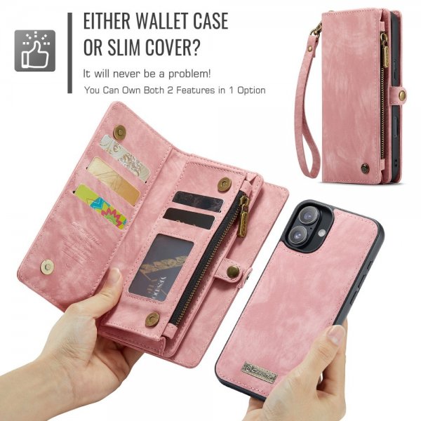 CaseMe iPhone 16 -kotelo 008-sarjan irrotettava suojakuori, pinkki