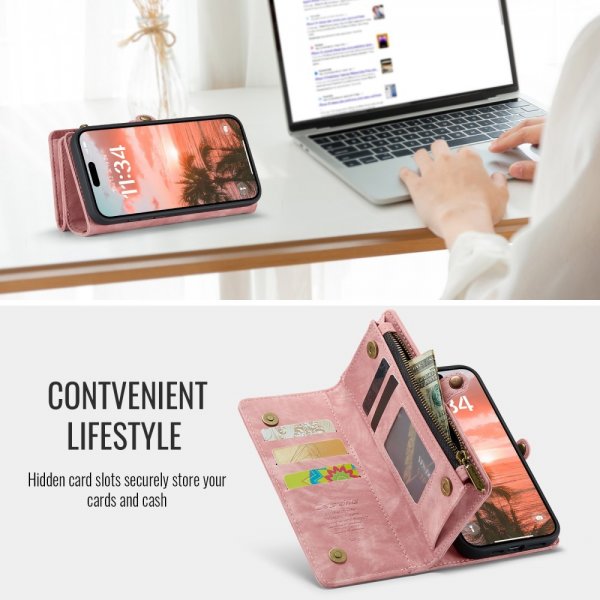 CaseMe iPhone 16 -kotelo 008-sarjan irrotettava suojakuori, pinkki