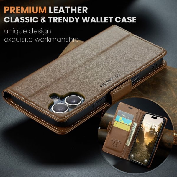 CaseMe iPhone 16 Kotelo 023 Series Ruskea