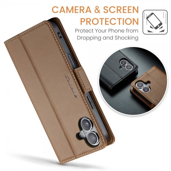 CaseMe iPhone 16 Kotelo 023 Series Ruskea