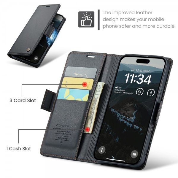 CaseMe iPhone 16 -suojakotelo 023 Series Musta