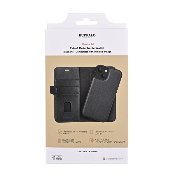 Buffalo iPhone 16 -suojakotelo 2-in-1 MagSeries, musta