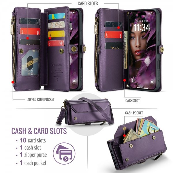 CaseMe iPhone 16 C36 Series violetti suojakotelo
