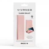 Vivanco iPhone 16 -suojakotelo Classic Wallet, ruusukulta