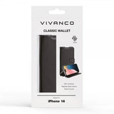 Vivanco iPhone 16 -suojakotelo, Classic Wallet, musta