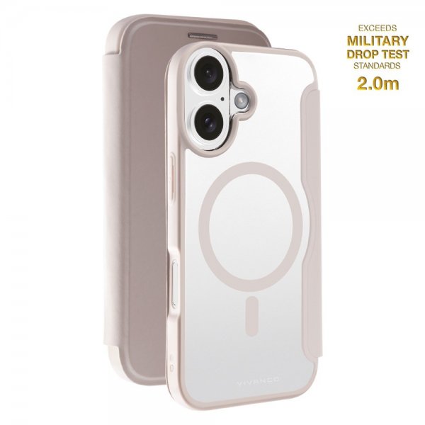 Vivanco iPhone 16 -suojakotelo Mag Wallet Greige