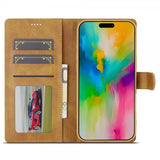 Lc.Imeeke iPhone 16 -suojakotelo korttipaikalla ja jalustatoiminnolla, vaaleanruskea