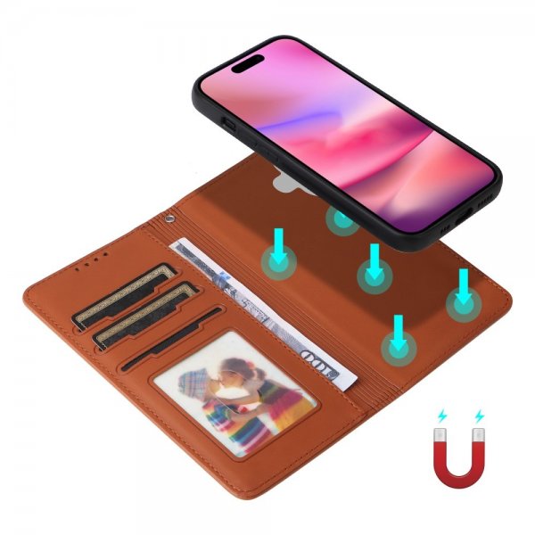 Betopnice iPhone 16 -kotelo irrotettavalla kuorella 005 ruskea