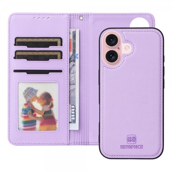 Betopnice iPhone 16 -kotelo irrotettavalla kuorella 005 Violetti