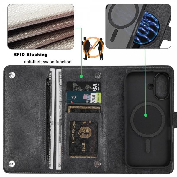 VILI iPhone 16 -kotelo irrotettavalla kuorella GV Series MagSafe Musta