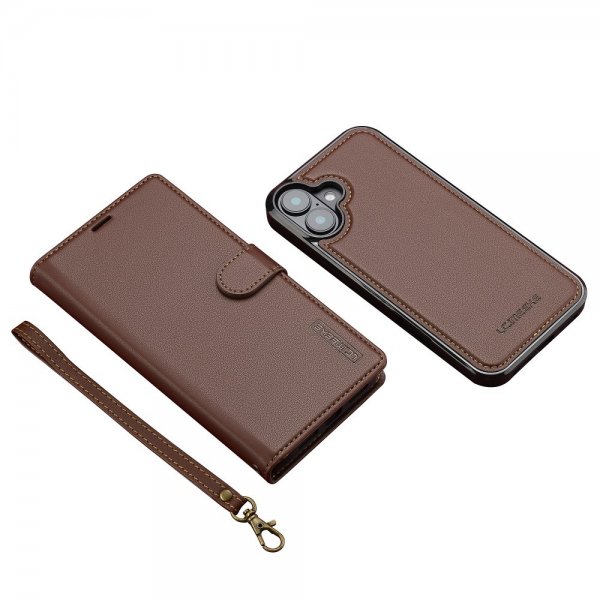 Lc.Imeeke iPhone 16 -kotelo irrotettavalla kuorella L2 Series MagSafe Ruskea