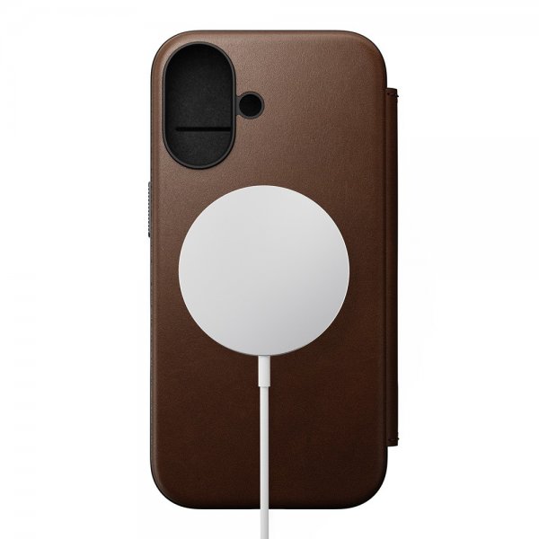 Nomad iPhone 16 Modern Leather Folio -kotelo, ruskea