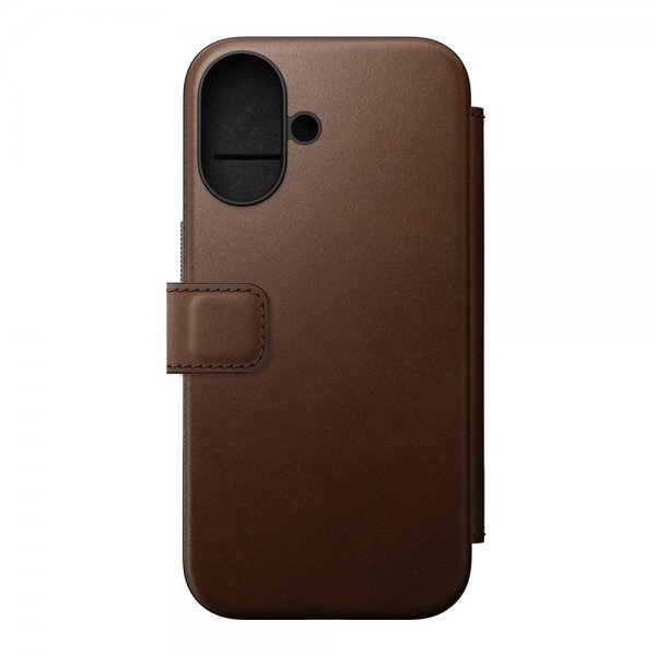 Nomad iPhone 16 Modern Leather Folio -kotelo, ruskea