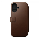 Nomad iPhone 16 Modern Leather Folio -kotelo, ruskea