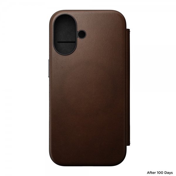 Nomad iPhone 16 Modern Leather Folio -kotelo, ruskea