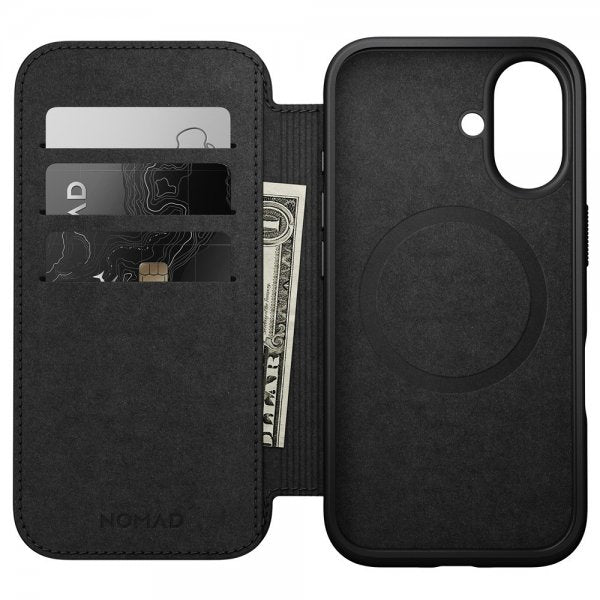 Nomad iPhone 16 Modern Leather Folio -kotelo, ruskea