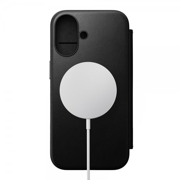 Nomad iPhone 16 Modern Leather Folio -suojakotelo, musta