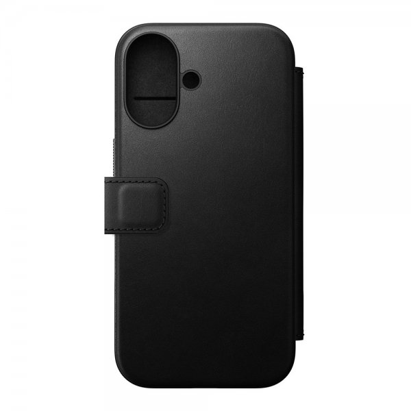Nomad iPhone 16 Modern Leather Folio -suojakotelo, musta
