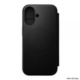 Nomad iPhone 16 Modern Leather Folio -suojakotelo, musta