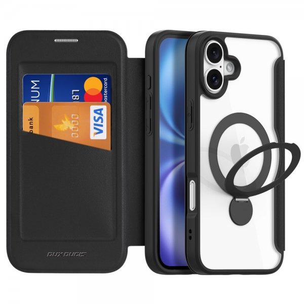 Dux Ducis iPhone 16 -suojakotelo Skin X Pro Series Kickstand MagSafe musta