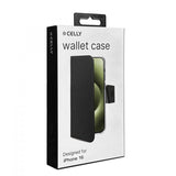 Celly iPhone 16 Suojakotelo Wally Wallet Case Musta