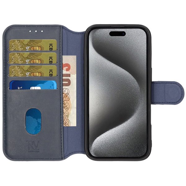 Rvelon iPhone 16 -suojakuori, 4 korttipaikkaa, MagSafe, sininen