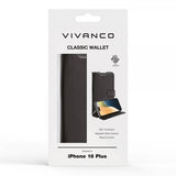 Vivanco iPhone 16 Plus -kotelo, Classic Wallet, musta