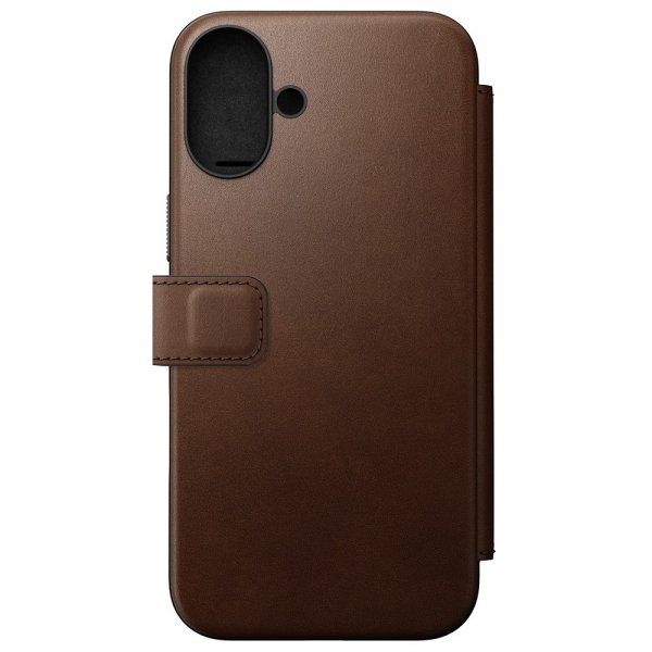 Nomad iPhone 16 Plus Modern Leather Folio -suojakotelo, ruskea