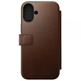 Nomad iPhone 16 Plus Modern Leather Folio -suojakotelo, ruskea