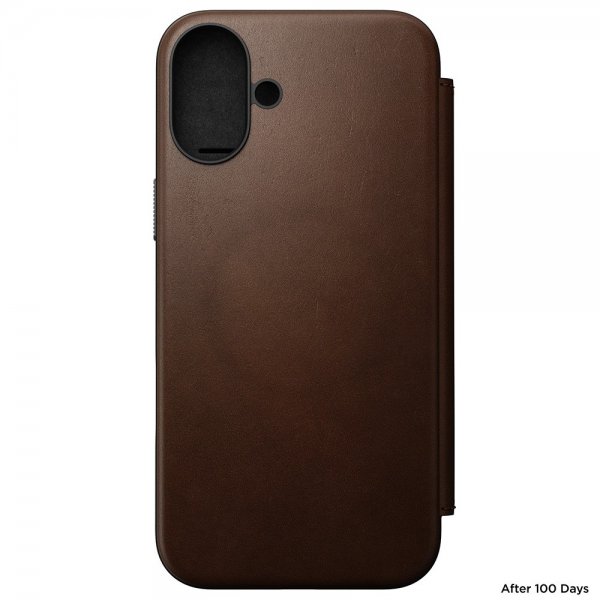 Nomad iPhone 16 Plus Modern Leather Folio -suojakotelo, ruskea
