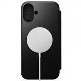 Nomad iPhone 16 Plus -suojakotelo, Modern Leather Folio, musta