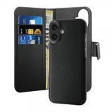 Puro iPhone 16 Plus -kotelo Wallet Detachable 2 in 1 Musta