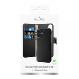 Puro iPhone 16 Plus -kotelo Wallet Detachable 2 in 1 Musta