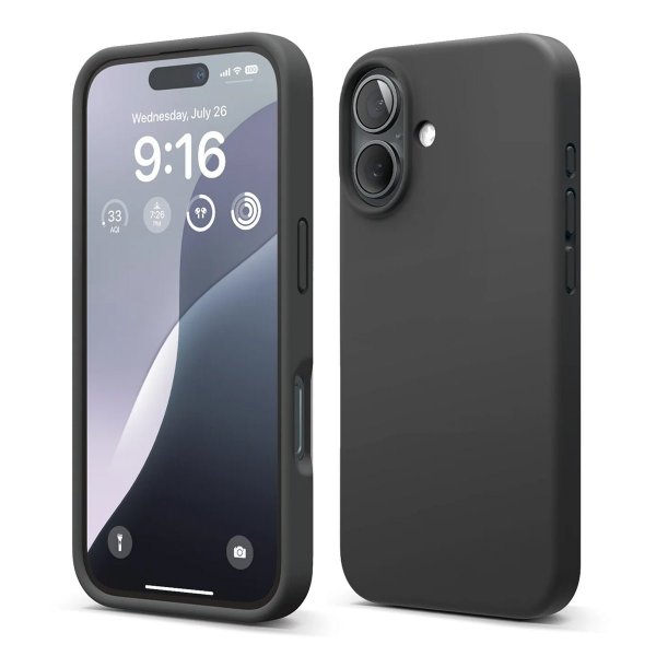 Rvelon iPhone 16 Plus Silikonisuojakuori Musta