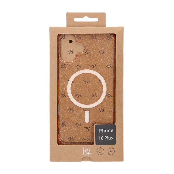 Rvelon iPhone 16 Plus -kuori, glitter, MagSafe, kulta